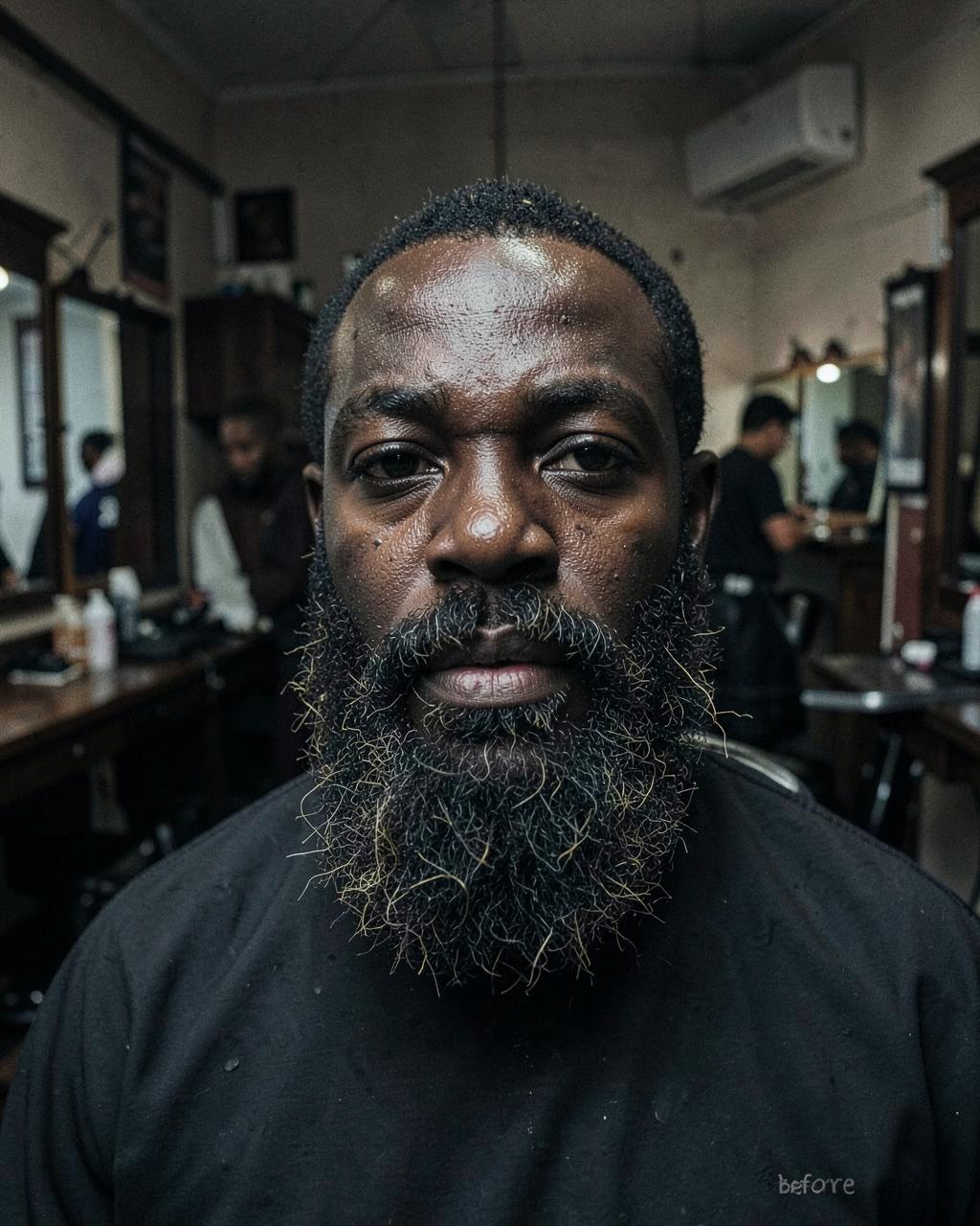 Beard sculpt before and after — before